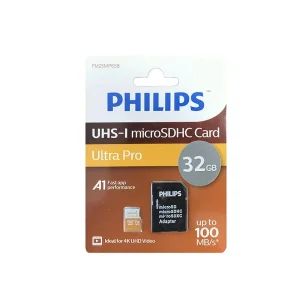 کارت حافظه MicroSDHC فیلیپس مدل Ultra PRO کلاس 10 استاندارد UHS-I U3 سرعت 100MBps ظرفیت 32 گیگابایت به همراه آداپتور