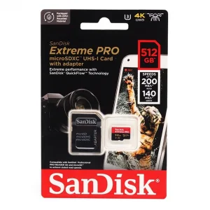 کارت حافظه SDSQXCU سن دیسک مدل Extreme Pro 4k استاندارد UHS-I سرعت 200MBps ظرفیت 512 گیگابایت