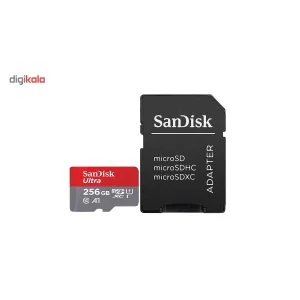 کارت حافظه microSDXC سن دیسک مدل Ultra کلاس10 و A1 استاندارد UHS-I U1 سرعت 100MBps 667X همراه با آداپتور SD ظرفیت 256 گیگابایت