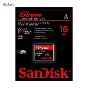 کارت حافظه CompactFlash سن دیسک مدل Extreme سرعت 400X 60MBps ظرفیت 16 گیگابایت