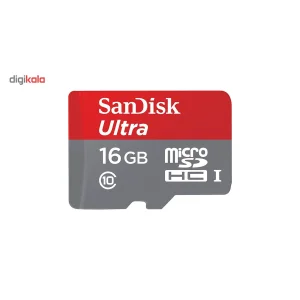 کارت حافظه microSDHC سن دیسک مدل Ultra کلاس 10 استاندارد UHS-I U1 سرعت 80MBps همراه با آداپتور ظرفیت 16 گیگابایت