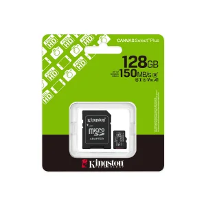 کارت حافظه microSDXC کینگستون مدل CANVAS کلاس 10 استاندارد UHS-I U1 سرعت 100MBps ظرفیت 128 گیگابایت به همراه تبدیل SD