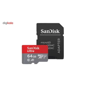 کارت حافظه microSDXC سن دیسک مدل Ultra A1 کلاس 10 استاندارد UHS-I سرعت 100MBps ظرفیت 64 گیگابایت به همراه آداپتور SD