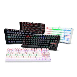 کیبورد گیمینگ ردراگون مدل K552 Kumara، سوییچ مکانیکال قرمز، Tenkeyless، نورپردازی RGB، قابلیت Anti-Ghosting