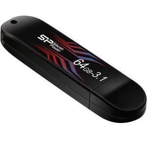 فلش مموری 64 گیگابایت سیلیکون پاور مدل Blaze B10 با رابط USB 3.1، نشانگر LED و خطوط بدنه حساس به دما