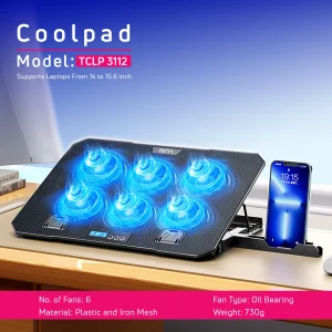 پایه خنک کننده لپ تاپ دارای پورت USB تسکو مدل TCLP 3112 با قابلیت تنظیم ارتفاع