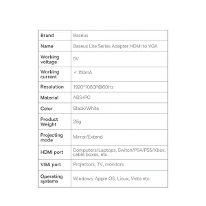 مبدل HDMI به VGA باسئوس مدل BS-OH010