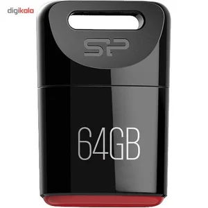 فلش مموری سیلیکون پاور مدل Touch T06 ظرفیت 64 گیگابایت، مقاوم در برابر نفوذ مایعات، ضربه و غبار، دارای درپوش محافظ و ضد اثر انگشت