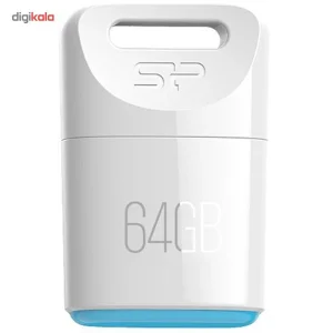 فلش مموری سیلیکون پاور مدل Touch T06 ظرفیت 64 گیگابایت، مقاوم در برابر نفوذ مایعات، ضربه و غبار، دارای درپوش محافظ و ضد اثر انگشت
