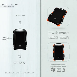 هارد اکسترنال سیلیکون پاور مدل Armor A30 ظرفیت 1 ترابایت