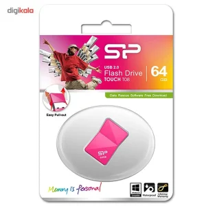 فلش مموری 64 گیگابایت سیلیکون پاور مدل Touch T08 با رابط USB 2.0 و سازگار با ویندوز، مک و لینوکس
