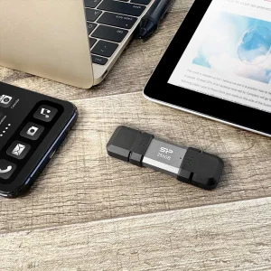 فلش مموری OTG سیلیکون پاور مدل C51 ظرفیت 128 گیگابایت با رابط USB3.2 Type-A و Type-C، مقاوم در برابر ضربه، شوک و گرد و غبار، مناسب تلفن همراه و لپ‌تاپ