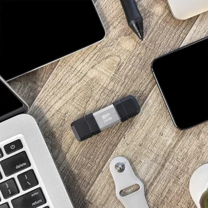 فلش مموری OTG سیلیکون پاور مدل C51 ظرفیت 128 گیگابایت با رابط USB3.2 Type-A و Type-C، مقاوم در برابر ضربه، شوک و گرد و غبار، مناسب تلفن همراه و لپ‌تاپ
