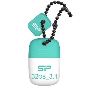 فلش مموری 32 گیگابایت سیلیکون پاور مدل Jewel J07 با رابط USB سه، مقاوم در برابر آب، ضربه، لرزش و گردوغبار، دارای درپوش و زنجیر نگهدارنده