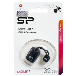 فلش مموری 32 گیگابایت سیلیکون پاور مدل Jewel J07 با رابط USB سه، مقاوم در برابر آب، ضربه، لرزش و گردوغبار، دارای درپوش و زنجیر نگهدارنده