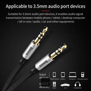 کابل AUX باسئوس مدل Yiven Audio M30 طول 1.5 متر
