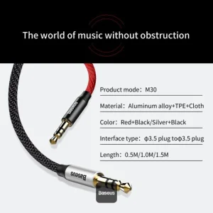کابل AUX باسئوس مدل Yiven Audio M30 طول 1.5 متر