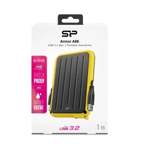 هارد اکسترنال سیلیکون پاور مدل Armor A66 ظرفیت یک ترابایت دارای رابط USB Type-A 3.2