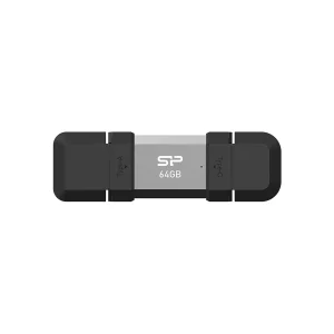 فلش مموری OTG سیلیکون پاور مدل C51 ظرفیت 64 گیگابایت با رابط USB 3.2 Type-A و Type-C، مقاوم در برابر شوک و لرزش، سازگار با اندروید، iOS، ویندوز، مک و لینوکس