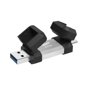 فلش مموری OTG سیلیکون پاور مدل C51 ظرفیت 64 گیگابایت با رابط USB 3.2 Type-A و Type-C، مقاوم در برابر شوک و لرزش، سازگار با اندروید، iOS، ویندوز، مک و لینوکس