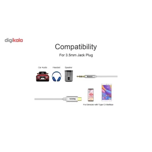 کابل انتقال صدا USB-C به جک 3.5 میلی متری باسئوس مدل M01 به طول 1.2 متر