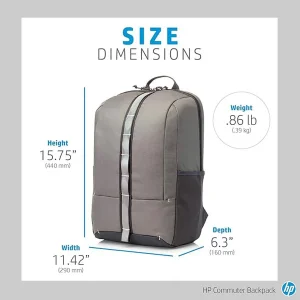 کوله پشتی لپ تاپ اچ‌ پی مدل Commuter Backpack Gray مناسب برای لپ تاپ 14.1 تا 15.6 اینچی