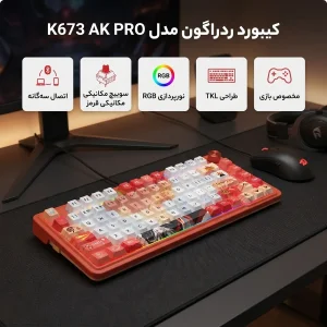 کیبورد مخصوص بازی ردراگون مدل K673 AK PRO