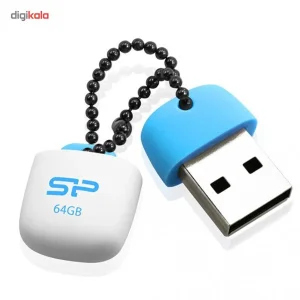فلش مموری 64 گیگابایت سیلیکون پاور مدل Touch T07 با رابط USB 2.0 Type-A، طراحی درپوش‌دار و بدنه سیلیکونی