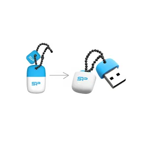 فلش مموری 64 گیگابایت سیلیکون پاور مدل Touch T07 با رابط USB 2.0 Type-A، طراحی درپوش‌دار و بدنه سیلیکونی
