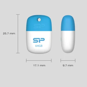 فلش مموری 64 گیگابایت سیلیکون پاور مدل Touch T07 با رابط USB 2.0 Type-A، طراحی درپوش‌دار و بدنه سیلیکونی