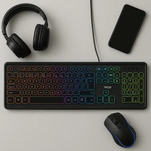 کیبورد تسکو مدل TK 8046،سوییچ ممبران، Full-size، نورپردازی RGB