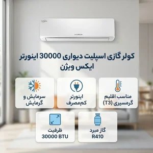 کولر گازی اسپلیت دیواری 30000 اینورتر ایکس ویژن مدل XAC-30CHSA/HUIT3