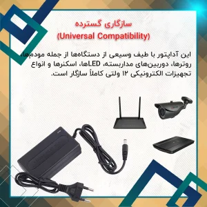 آداپتور برق 220 ولت 2 آمپر هوآوی مدل T350 مناسب برای دوربین،لپ تاپ،مودم،دی وی آر و کلیه لوازم الکترونیکی
