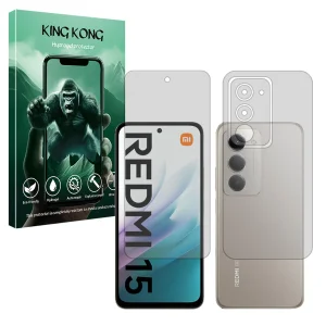 محافظ صفحه نمایش مات کینگ کونگ مدل Tough مناسب برای گوشی موبایل شیائومی Redmi 15 4G به همراه محافظ پشت گوشی