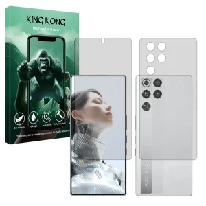 محافظ صفحه نمایش مات کینگ کونگ مدل هیدروژلی مناسب برای گوشی موبایل زد تی ای nubia RedMagic 11 Pro (China) به همراه محافظ پشت گوشی