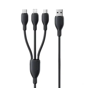 کابل تبدیل USB به لایتنینگ/USB-C/micro-USB بیسوس مدل P10376303121-01 3.5A طول 0.8 متر