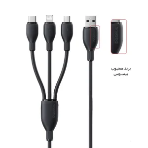 کابل تبدیل USB به لایتنینگ/USB-C/micro-USB بیسوس مدل P10376303121-01 3.5A طول 0.8 متر