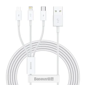 کابل تبدیل USB به microUSB / لایتنینگ / USB-C باسئوس مدل Superior Series  طول 1.5 متر