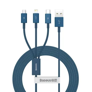کابل تبدیل USB به microUSB / لایتنینگ / USB-C باسئوس مدل Superior Series  طول 1.5 متر