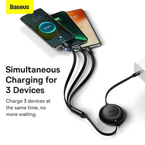 کابل تبدیل USB-C به USB-C/microUSB /لایتنینگ بیسوس مدل Mirror2 100W طول 1.1 متر