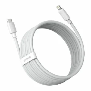 کابل USB-C به لایتنینگ باسئوس مدل SIMPLE WISDOM 20W طول 1.5 متر بسته 2 عددی