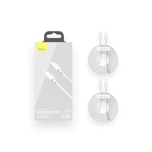 کابل USB-C به لایتنینگ باسئوس مدل SIMPLE WISDOM 20W طول 1.5 متر بسته 2 عددی