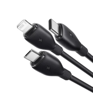 کابل تبدیل USB به لایتنینگ/USB-C/micro-USB بیسوس مدل Ultra-Fast 3.5A طول 1.3 متر