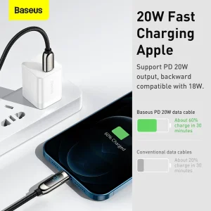 کابل تبدیل USB-C به لایتنینگ باسئوس مدل  CATLSK 20W PD طول 1 متر
