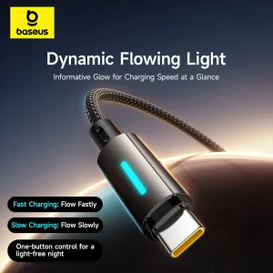 کابل تبدیل USB-C بیسوس مدل Lit Button-Control 100W طول 2 متر