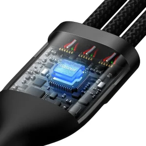 کابل تبدیل USB به لایتنینگ/USB-C/micro-USB بیسوس مدل Flash Series II 66W طول 1.2 متر