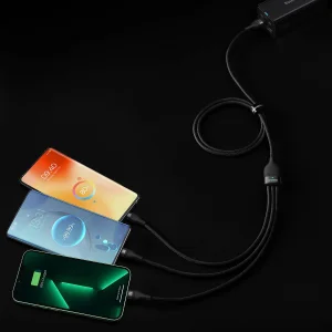 کابل تبدیل USB به لایتنینگ/USB-C/micro-USB بیسوس مدل Flash Series II 66W طول 1.2 متر