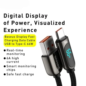 کابل تبدیل USB به USB-C بیسوس مدل Display Fast Charging-66w طول 2 متر