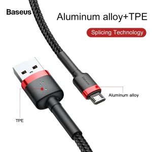 کابل تبدیل USB به microUSB باسئوس مدل CAMKLF-H91 طول 3 متر