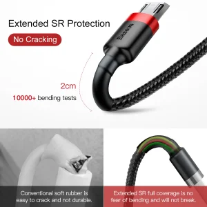 کابل تبدیل USB به microUSB باسئوس مدل CAMKLF-H91 طول 3 متر